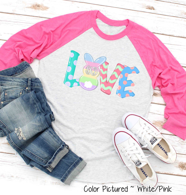 Monogram Bunny LOVE Easter Raglan Tee
