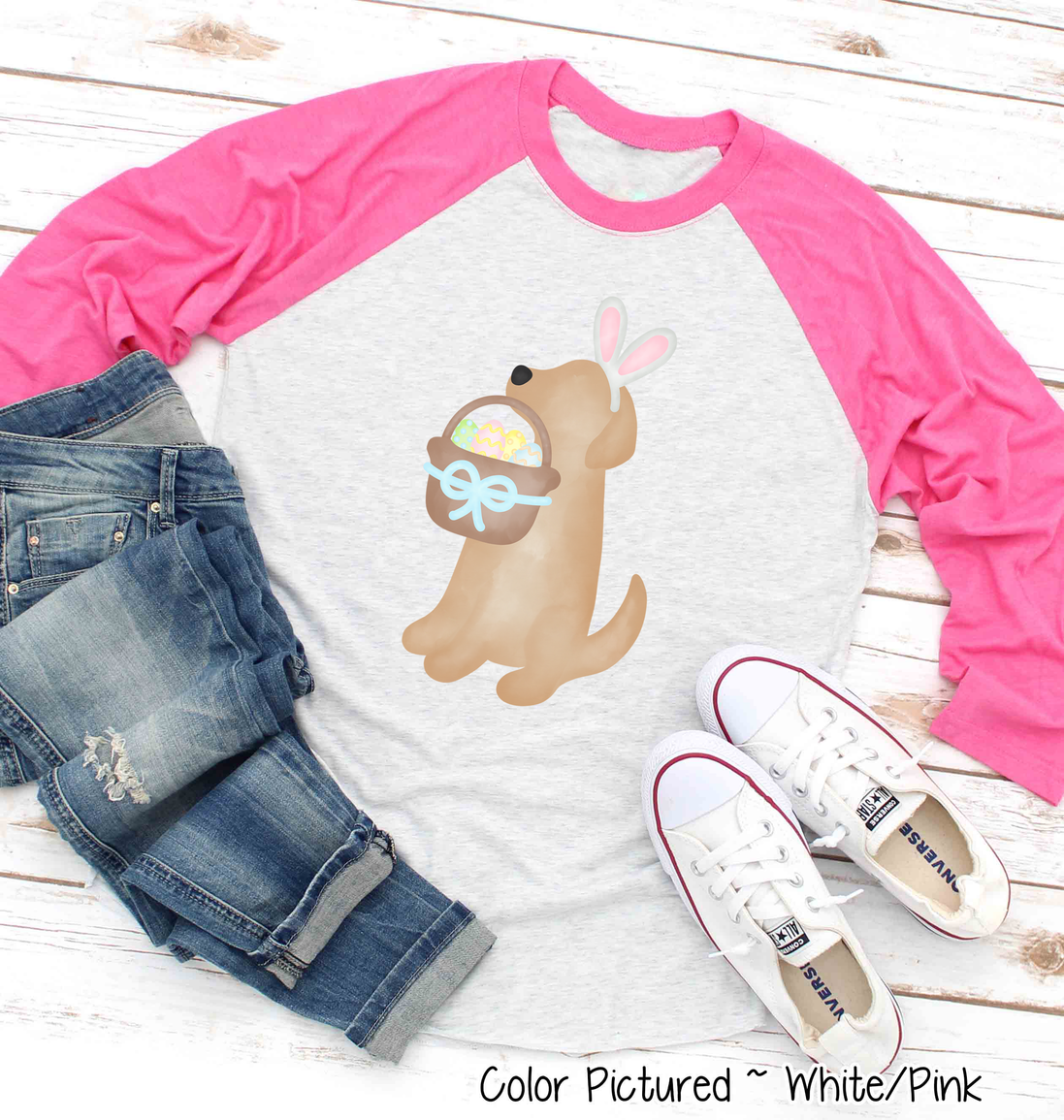 Dog Boy Yellow Lab Easter Raglan Tee