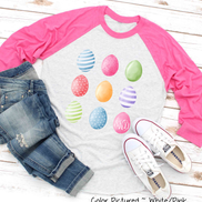 Monogram Watercolor Easter Eggs Raglan Tee