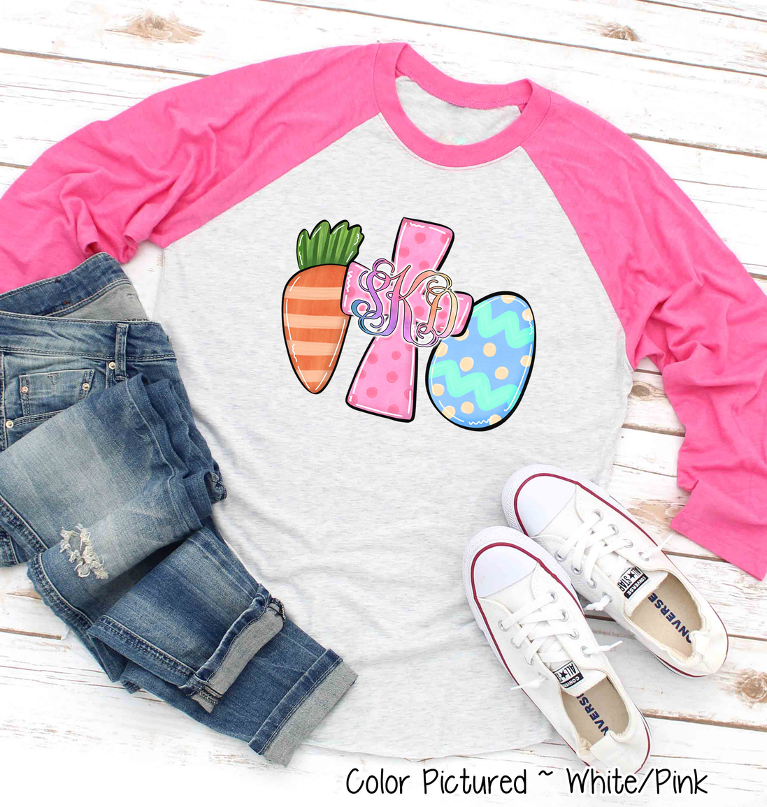 Monogram Carrot Cross & Egg Easter Raglan Tee