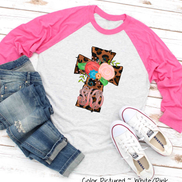 Monogram Leopard Print Cross Raglan Tee