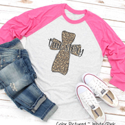 True Story Distressed Leopard Cross Easter Raglan Tee