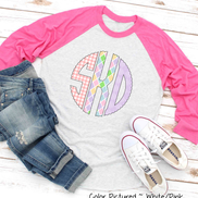 Easter Print Big Monogram Raglan Tee