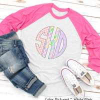 Easter Print Big Monogram Raglan Tee