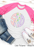 Easter Print Big Monogram Raglan Tee