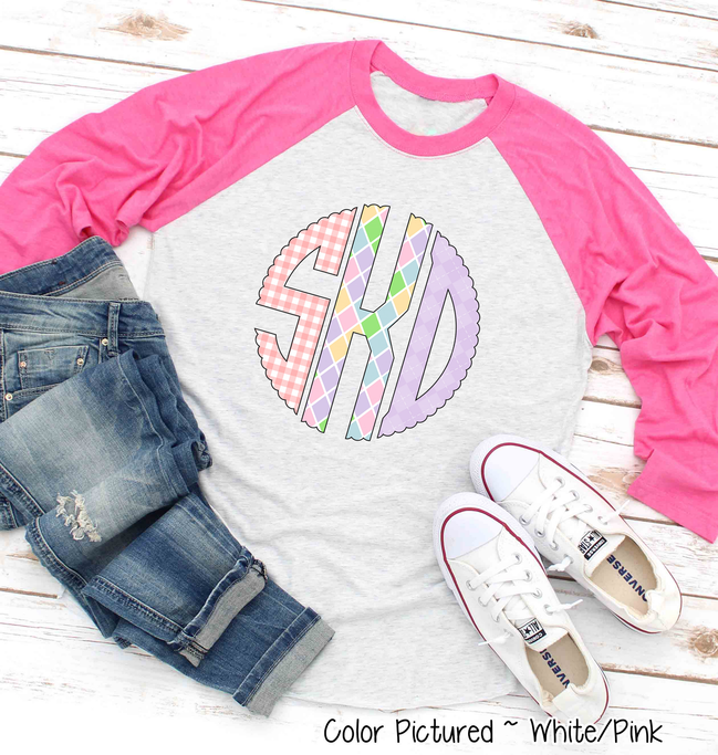 Easter Print Big Monogram Raglan Tee