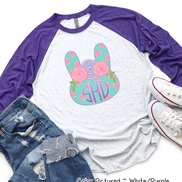 Monogram Polka Dot Bunny Head Easter Raglan Tee