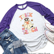 Trick or Teach Teacher Halloween Raglan Tee