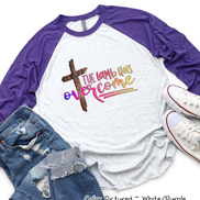The Lamb has Overcome Cross Raglan Tee