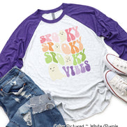 Retro Spooky Vibes Halloween Raglan Tee