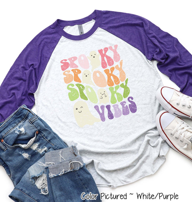 Retro Spooky Vibes Halloween Raglan Tee