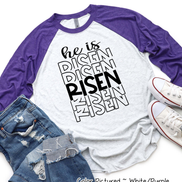 He Is Risen Mirror Print Christian Easter Raglan Tee