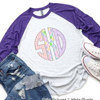 Easter Print Big Monogram Raglan Tee