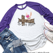 Risen Leopard Cross Easter Bunny Raglan Tee