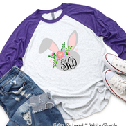 Monogram Floral Bunny Head Easter Raglan Tee
