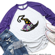 Watercolor Witch Hat Halloween Raglan Tee