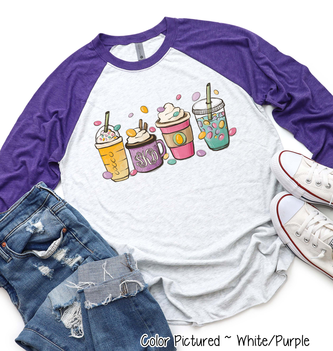Monogram Coffe Latte Easter Drinks Raglan Tee