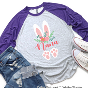 Floral Bunny Ears & Feet with Nana Easter Raglan Tee