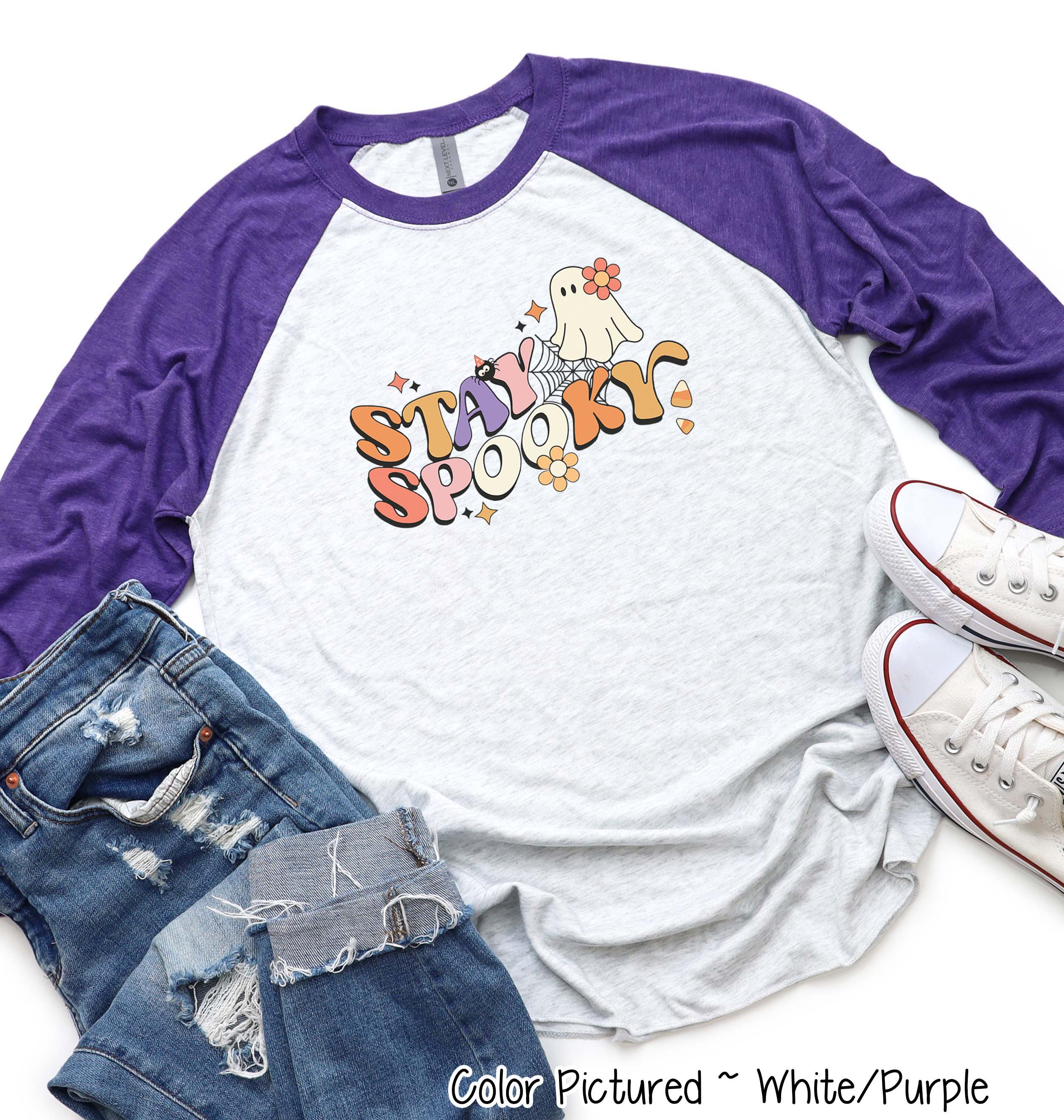 Retro Stay Spooky Halloween Raglan Tee