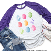 Monogram Watercolor Easter Eggs Raglan Tee