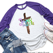 Jesus Paid It All Cross Raglan Tee