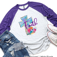 Faith Watercolor Cross Raglan Tee