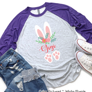 Floral Bunny Ears & Feet with Gigi Easter Raglan Tee