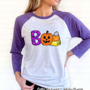Boo Pumpkin Doodle Halloween Raglan Tee