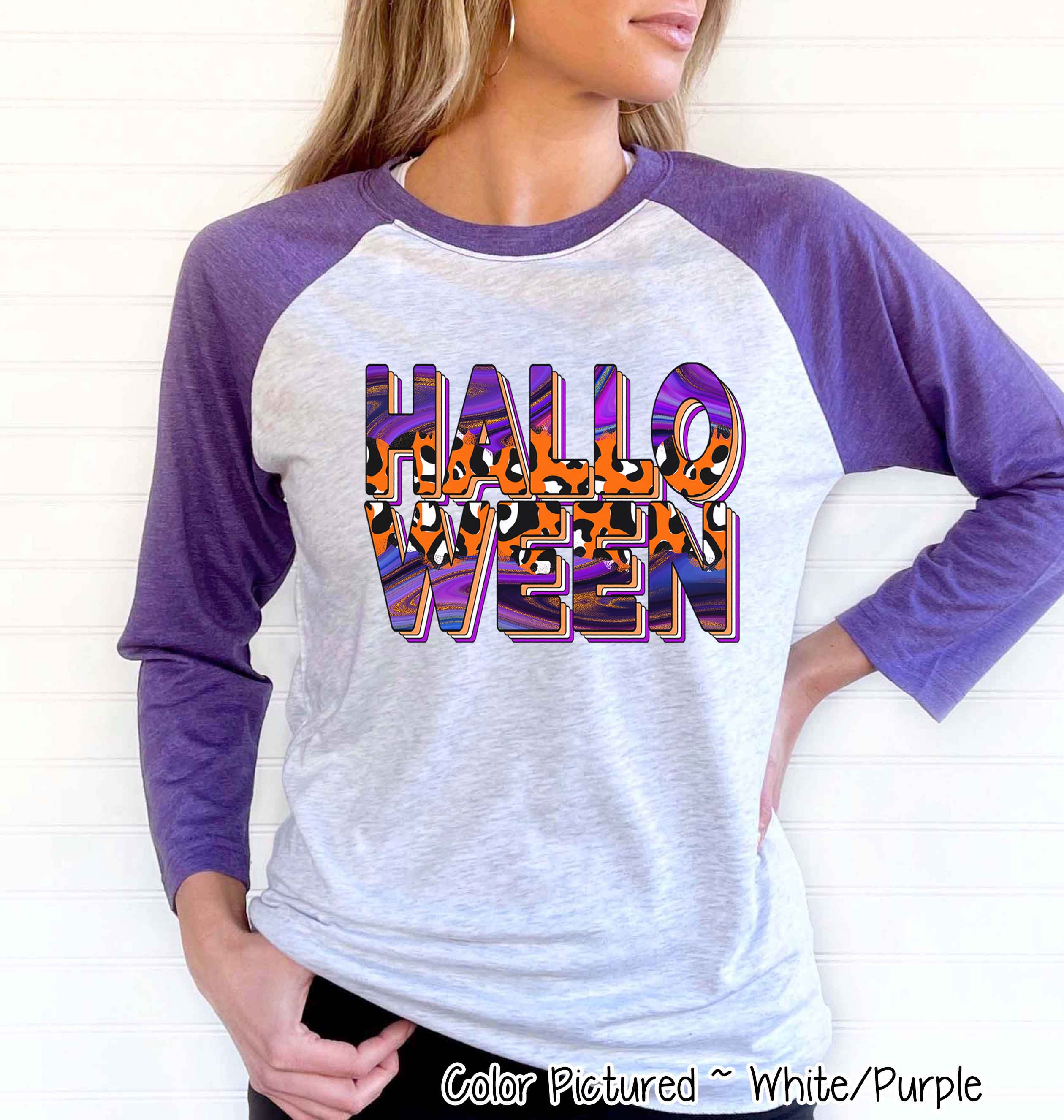 Swirl Leopard Halloween Raglan Tee