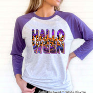 Swirl Leopard Halloween Raglan Tee