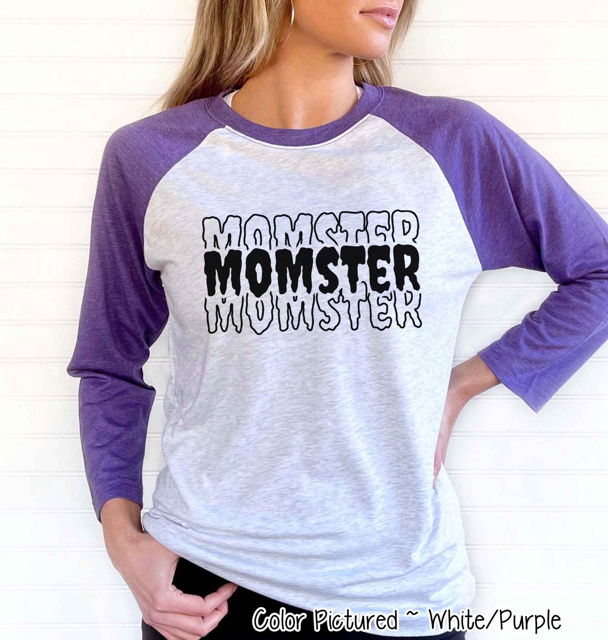 Momster Mirror Print Halloween Raglan Tee