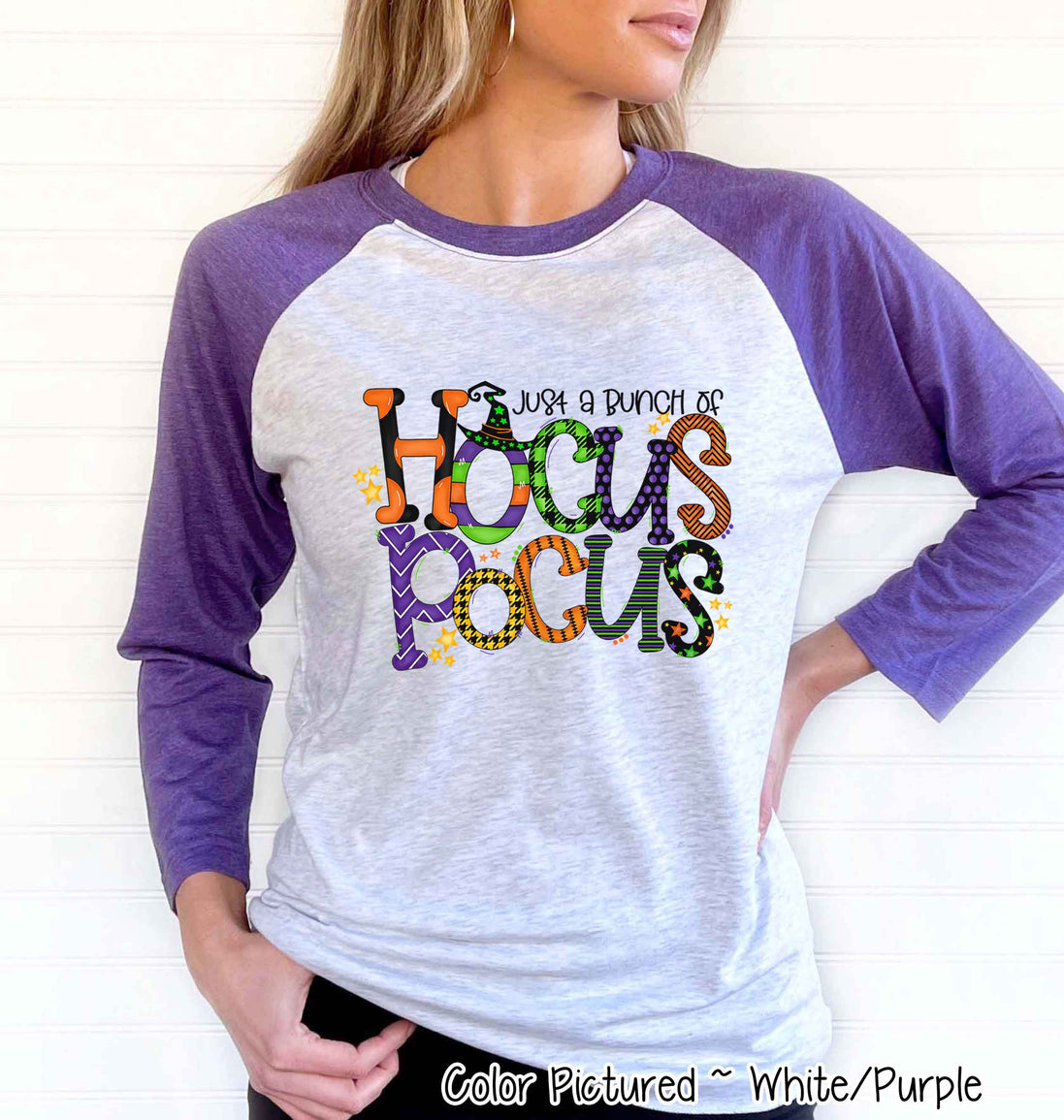 Just A Bunch of Hocus Pocus Halloween Raglan Tee