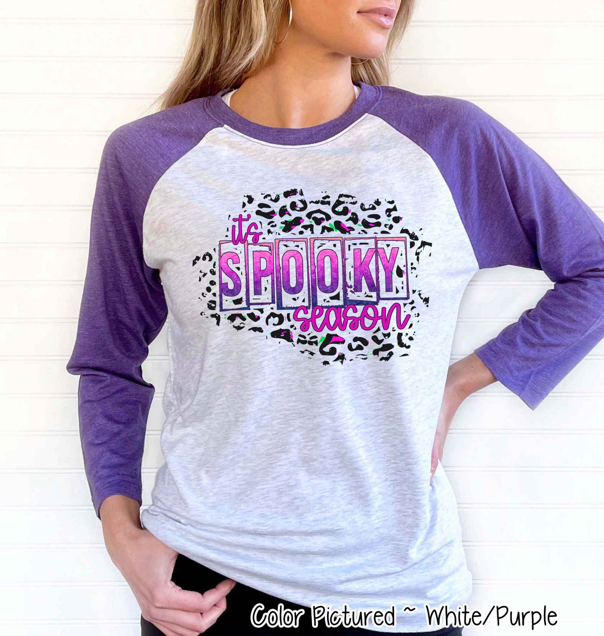Spooky Season Leopard Halloween Raglan Tee