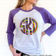 Big Monogram Tie Die Halloween Raglan Tee