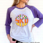 Big Monogram Candy Corn Halloween Raglan Tee
