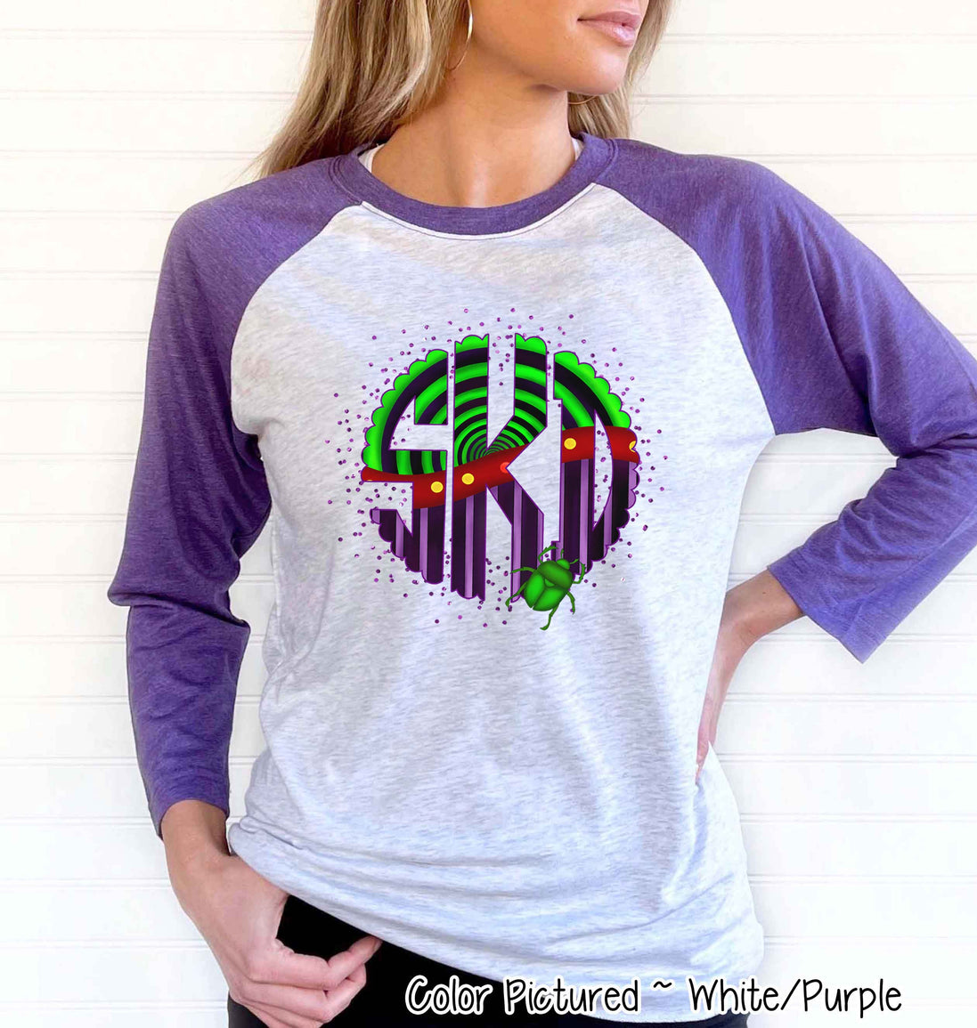 Big Monogram Beetle Halloween Raglan Tee