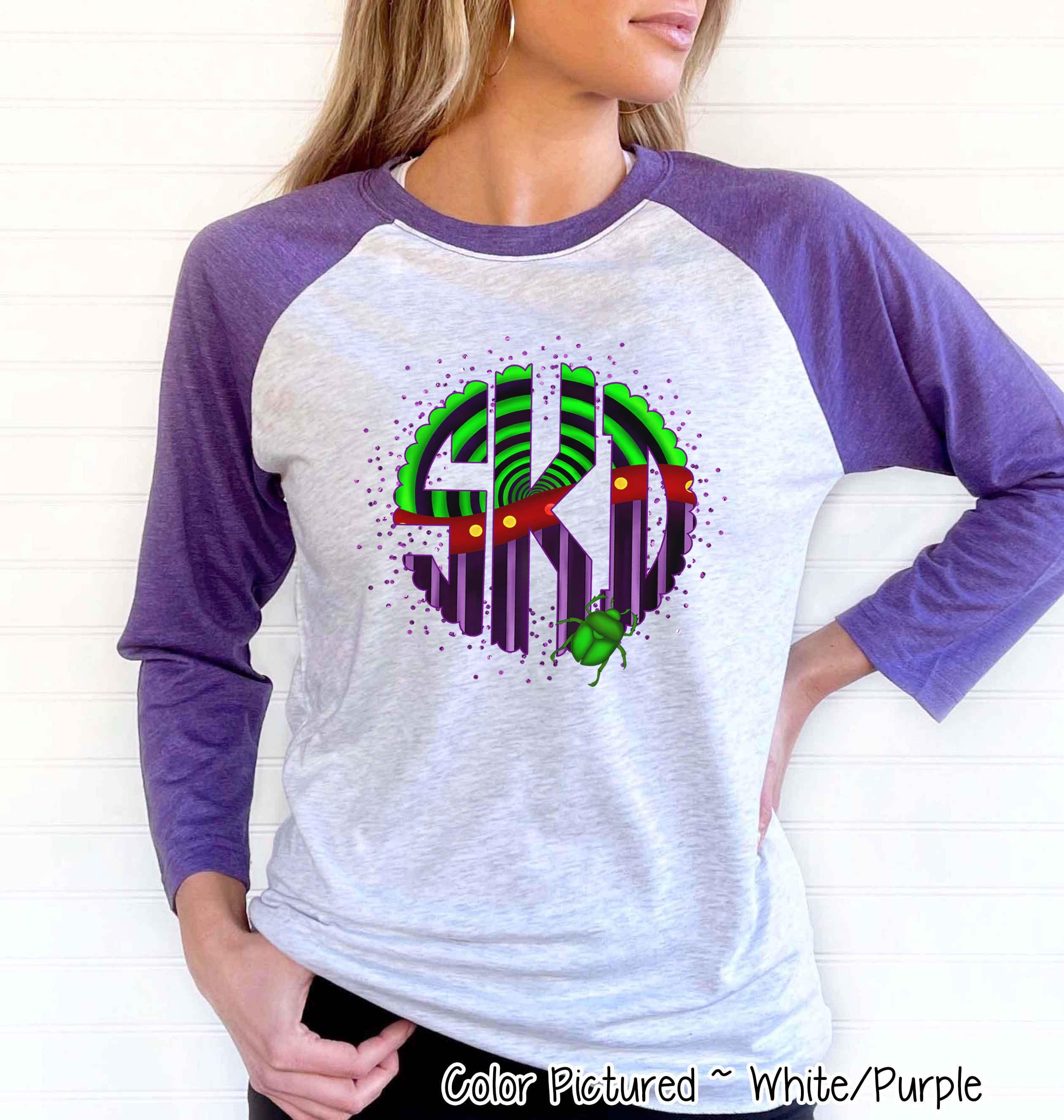 Big Monogram Beetle Halloween Raglan Tee