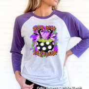 Double Trouble Witch Halloween Raglan Tee