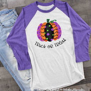 Halloween Fancy Pumpkin Trick or Treat Raglan Shirt