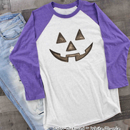 Watercolor Jack O Lantern Pumpkin Face Raglan Shirt
