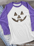 Watercolor Jack O Lantern Pumpkin Face Raglan Shirt