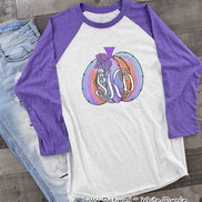 Purple Watercolor Monogram Pumpkin Raglan Tee