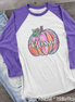 Pink Watercolor Blessed Pumpkin Raglan Tee