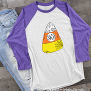 Monogrammed Candy Corn Graphic Ragalan Tee