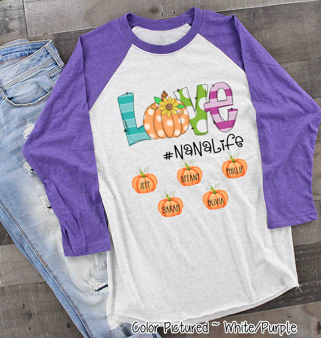 Love with Pumpkin Customized #Life ~ Custom Named Pumpkins Raglan Tee