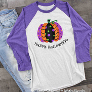 Halloween Fancy Pumpkin Happy Halloween Raglan Shirt