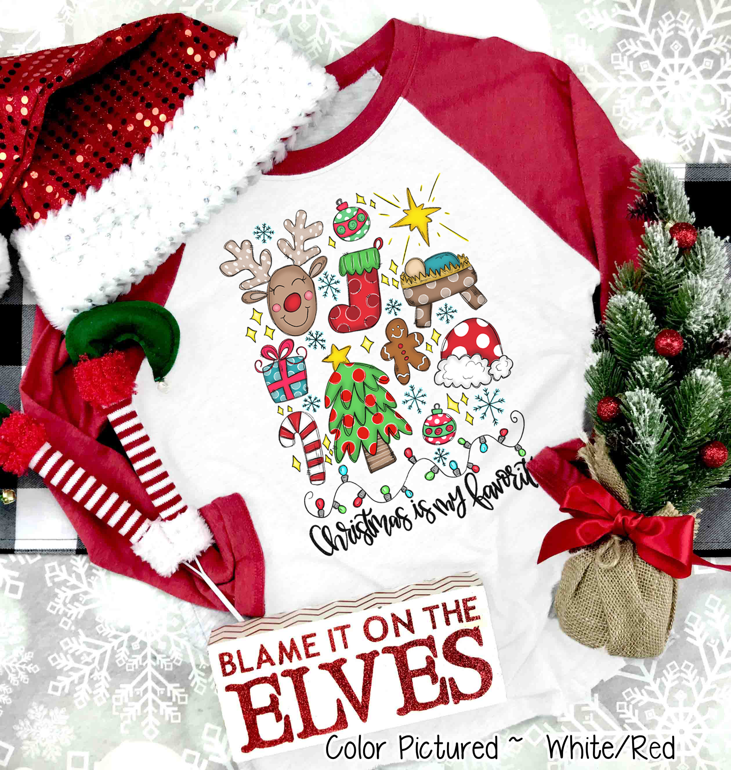 Christmas is My Favorite Christmas Icon Raglan Tee