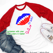 Custom Football Lips Graphic Raglan Tee