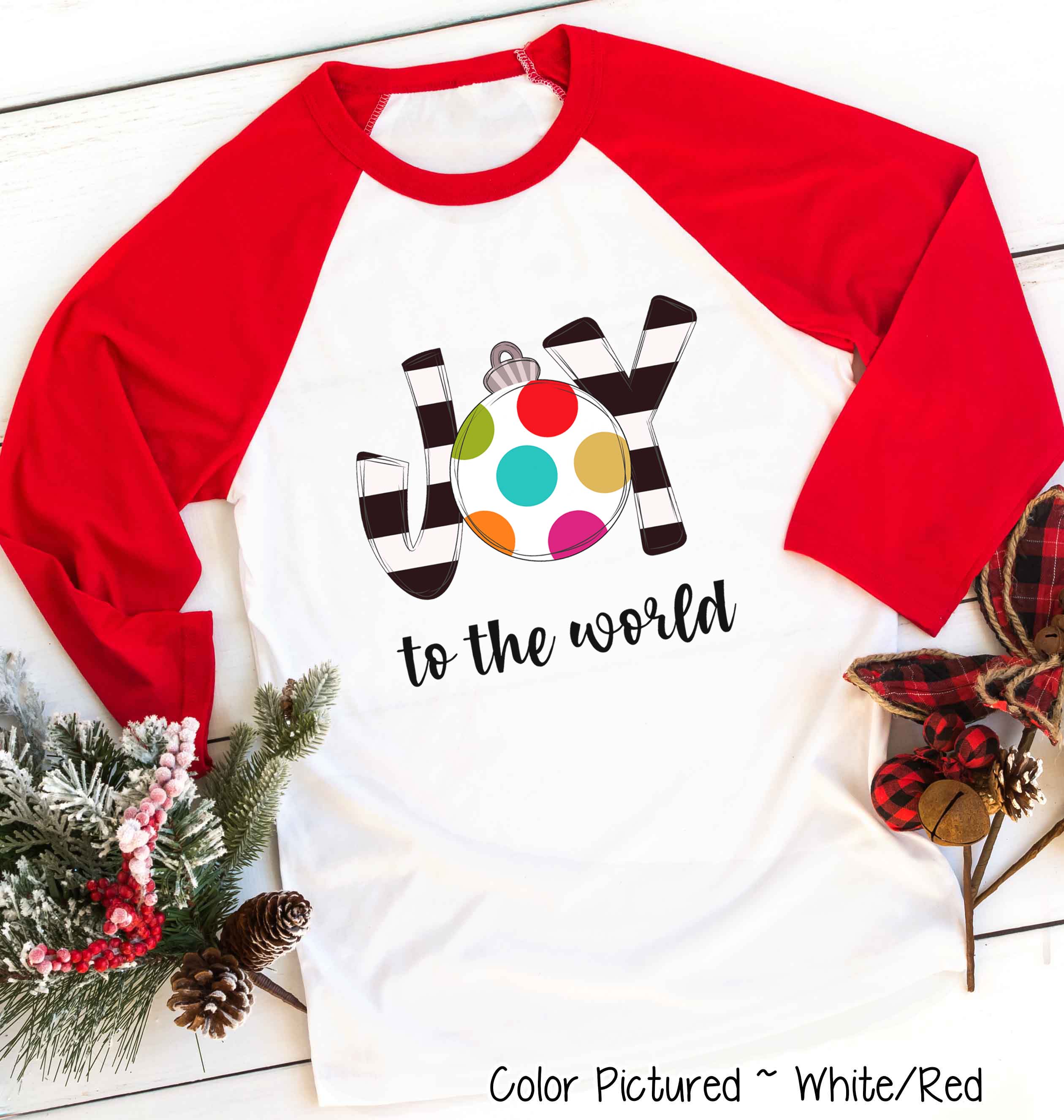 Joy To the World Ornament Christmas Raglan Tee