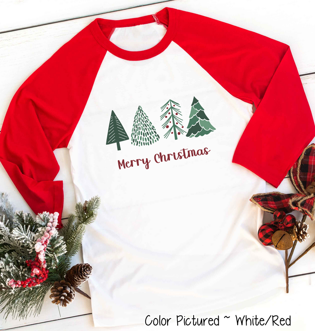 Minimalist Christmas Tree Raglan Tee